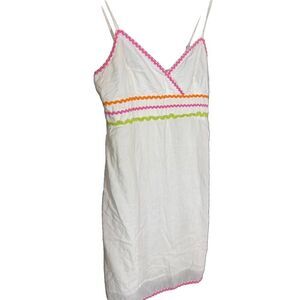 Peppermint Bay Womens Dress Sz L‎ Sleeveless Babydoll Y2K Ric Rac Trim Beachy